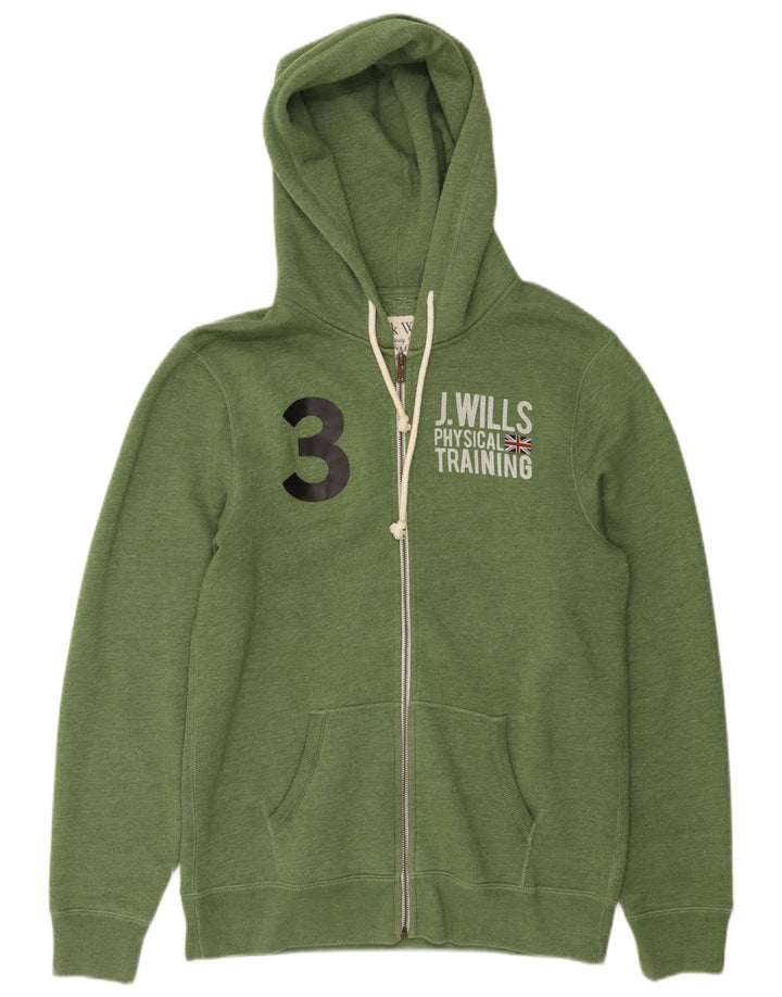 Męski sweter JACK WILLS z grafiką i zamkiem błyskawicznym, duży, zielony, bawełniany
