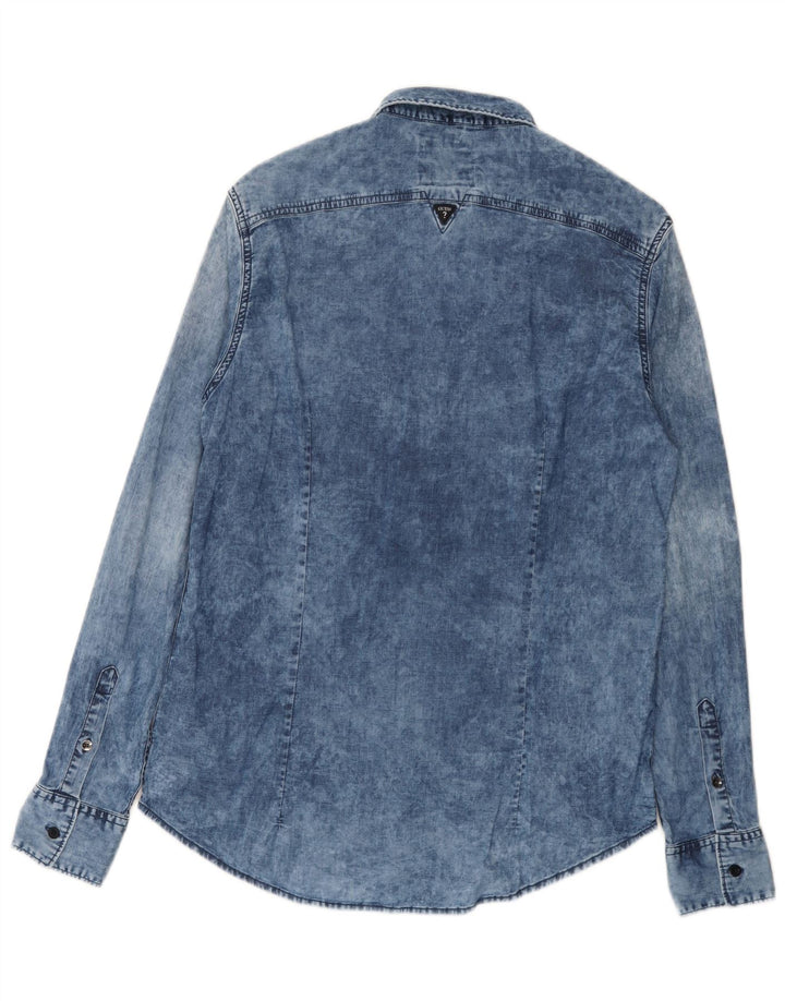 Męska koszula dżinsowa Guess Acid Wash o regularnym kroju, średnioniebieska, bawełniana