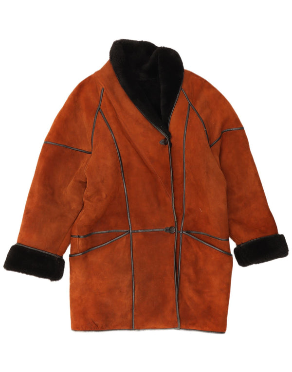 Vintage damski płaszcz oversize z owczej skóry EU 38 średni brąz