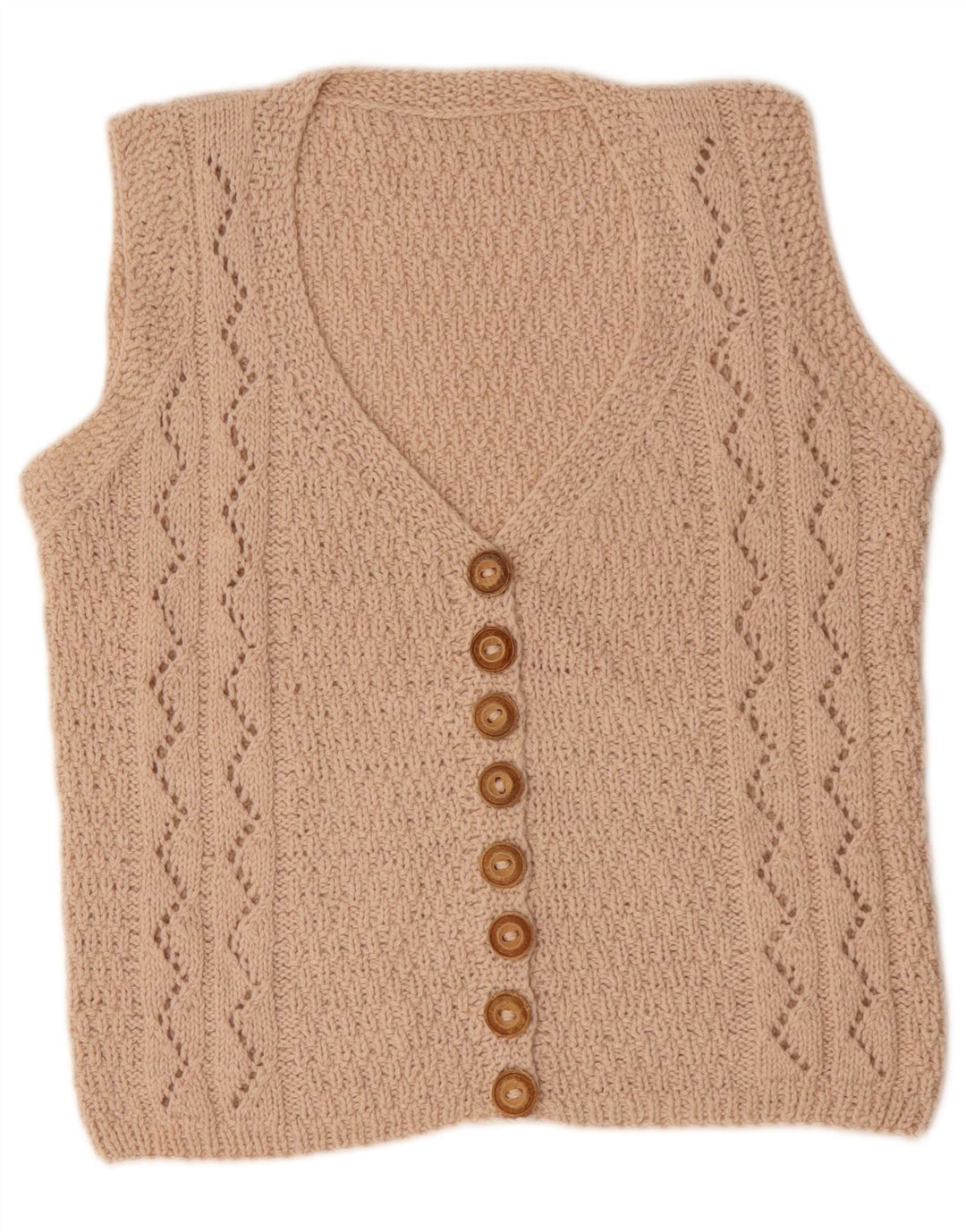 Sweter damski bez rękawów VINTAGE UK 14 średni beż