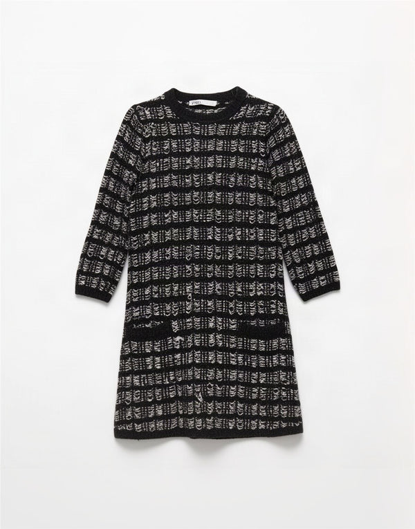 Damska sukienka oversize z rękawem 3/4 Zara UK 10 w małą czarną kratkę