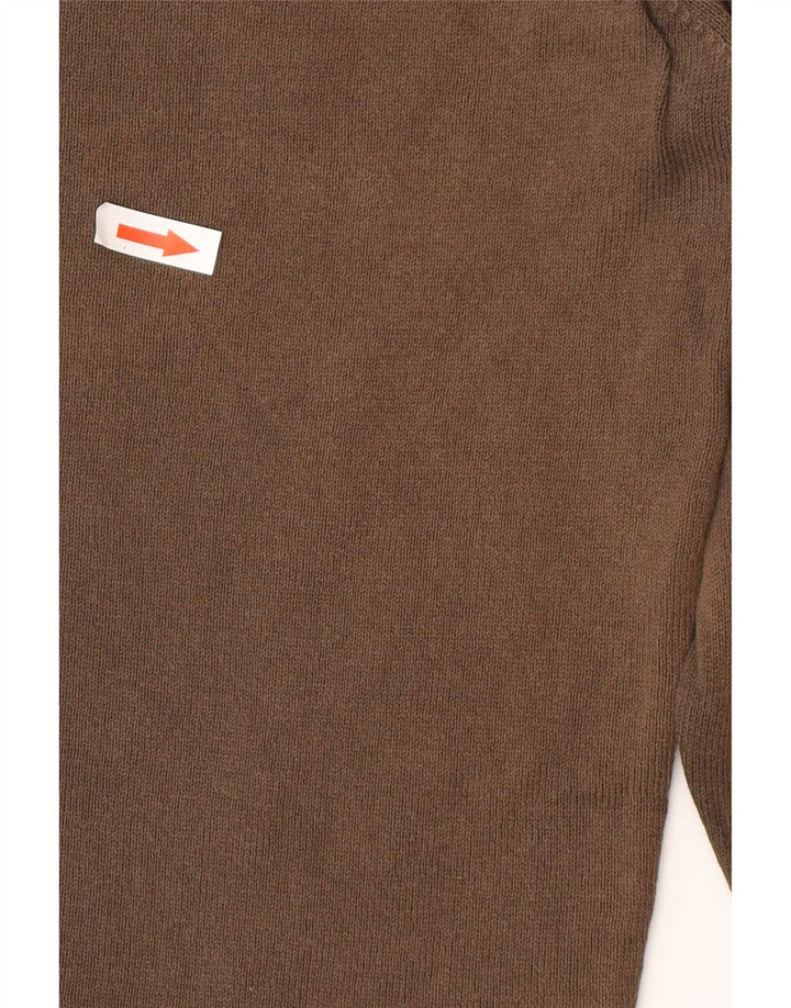 Męski sweter Zara z okrągłym dekoltem, duży, brązowy, bawełniany