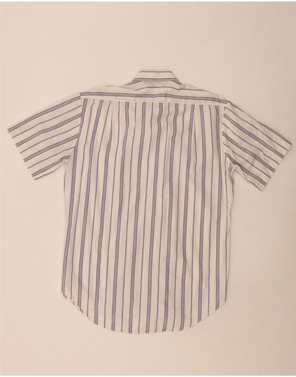 Koszula męska z krótkim rękawem ADIDAS, rozmiar 15, bawełniana w średnie białe paski