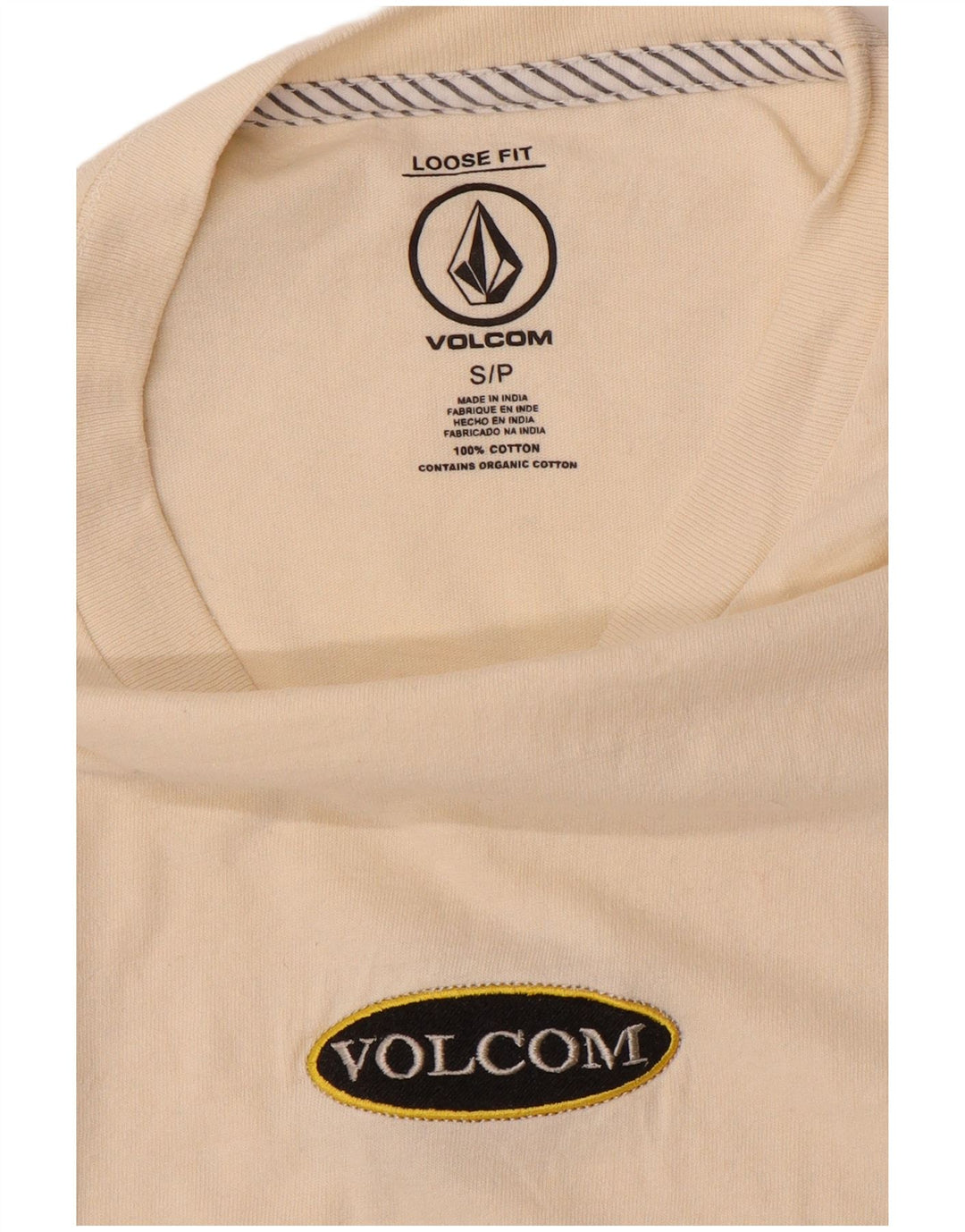 Męski T-shirt o luźnym kroju VOLCOM, mały, z białej bawełny