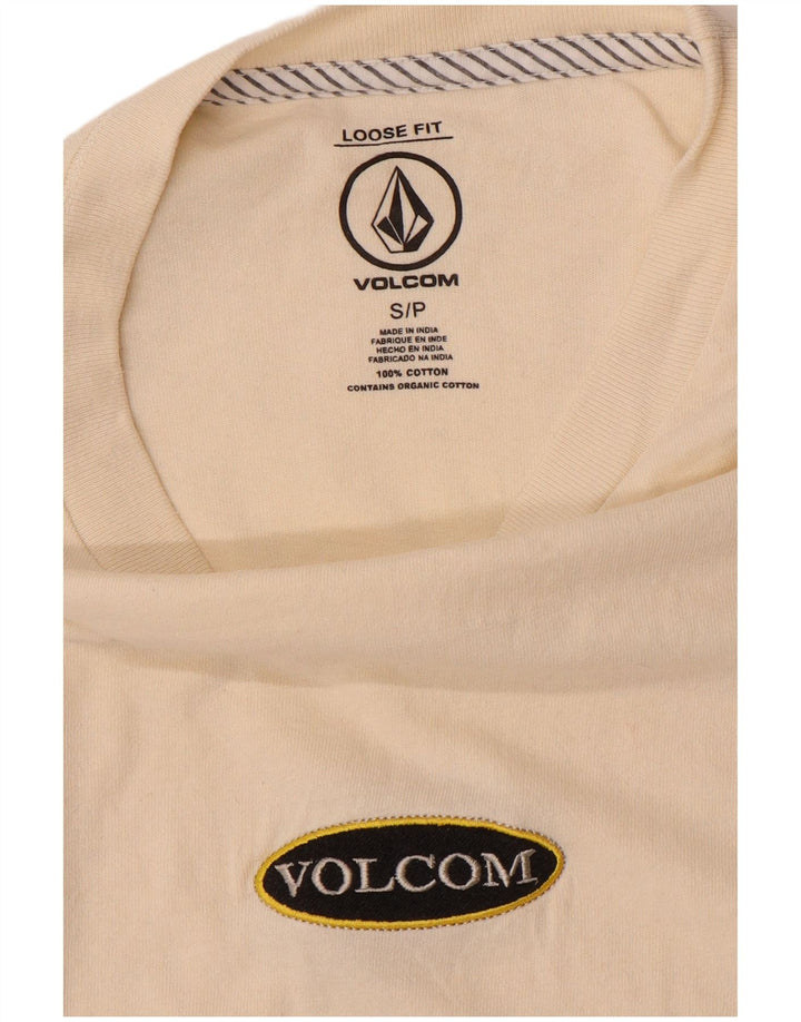Męski T-shirt o luźnym kroju VOLCOM, mały, z białej bawełny