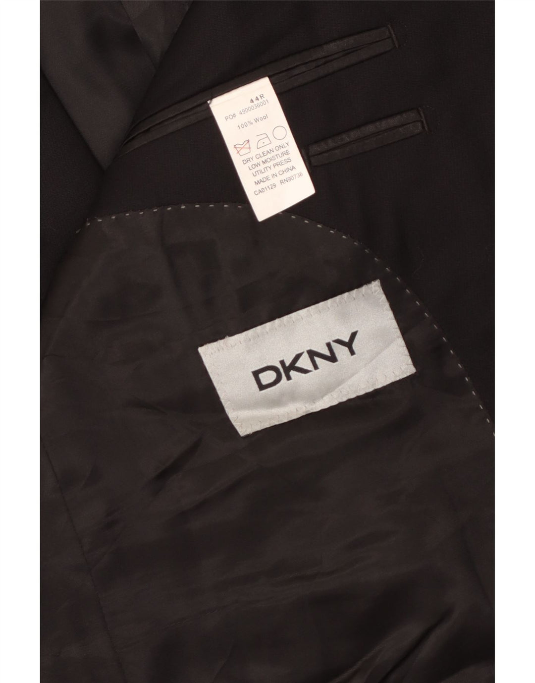 Dkny Męska marynarka zapinana na 2 guziki UK 44 2XL Czarna wełna