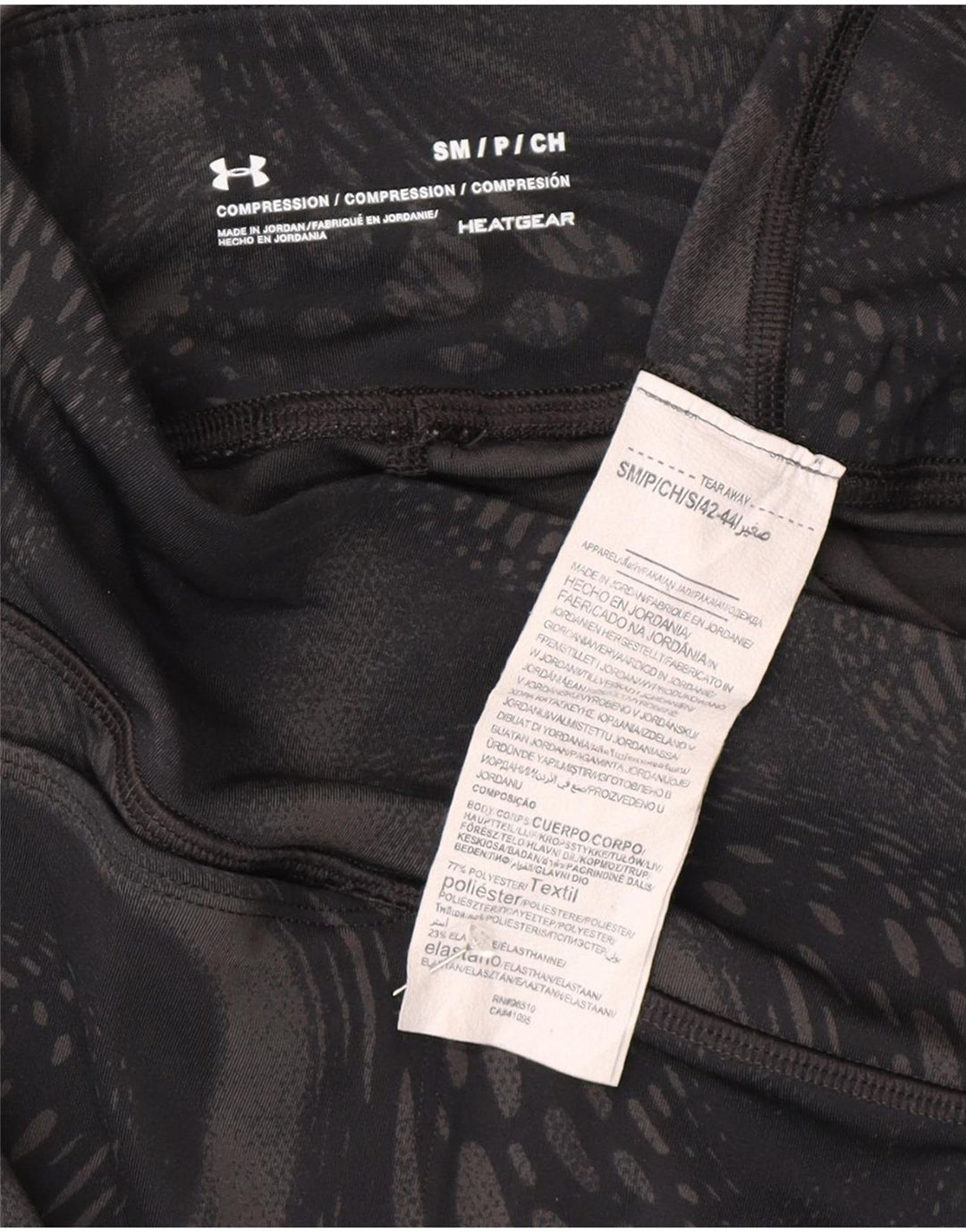 Damskie legginsy kompresyjne Capri Under Armour UK 10, małe, czarne, geometryczne
