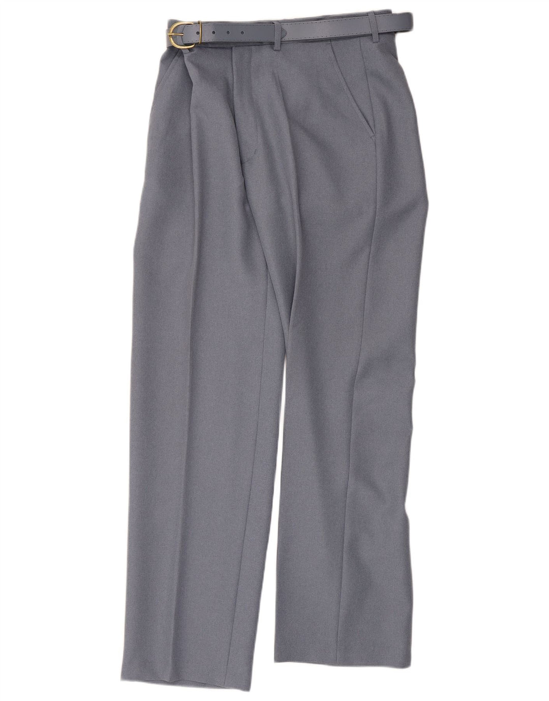 Damskie proste spodnie garniturowe w stylu vintage W34 L30 Szary poliester