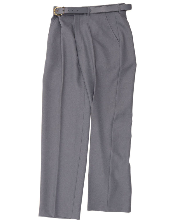 Damskie proste spodnie garniturowe w stylu vintage W34 L30 Szary poliester