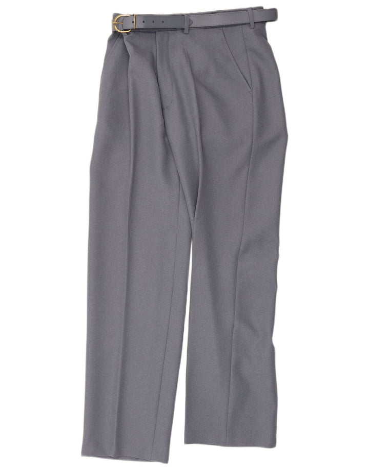 Damskie proste spodnie garniturowe w stylu vintage W34 L30 Szary poliester