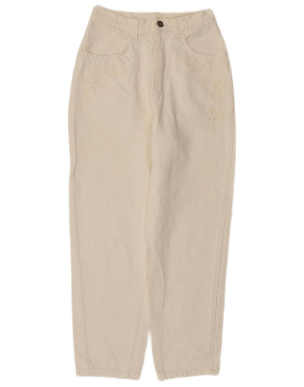 STEFANEL Damskie jeansy z wysokim stanem IT 44 Medium W24 L27 Złamana biała bawełna