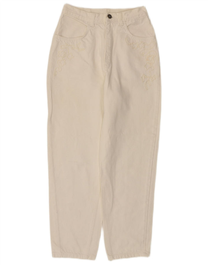 STEFANEL Damskie jeansy z wysokim stanem IT 44 Medium W24 L27 Złamana biała bawełna