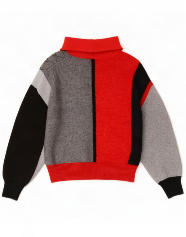 Vintage damski sweter z golfem UK 16 duży wielobarwny