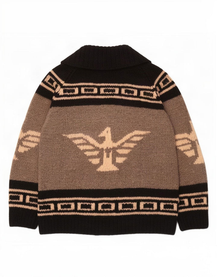 Męski sweter z grafiką, duży, szary, z blokami kolorów, Aztek