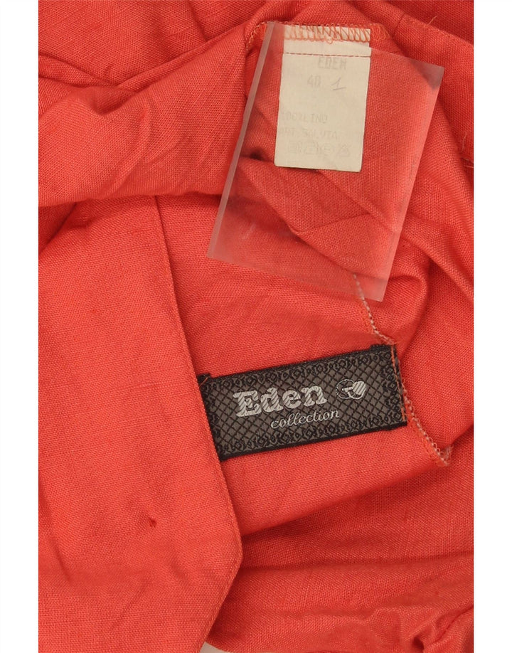 VINTAGE Womens Short Sleeve 4 Button Blazer Jacket IT 48 XL Red Linen Vintage Vintage and Second-Hand Vintage from Messina Hembry 