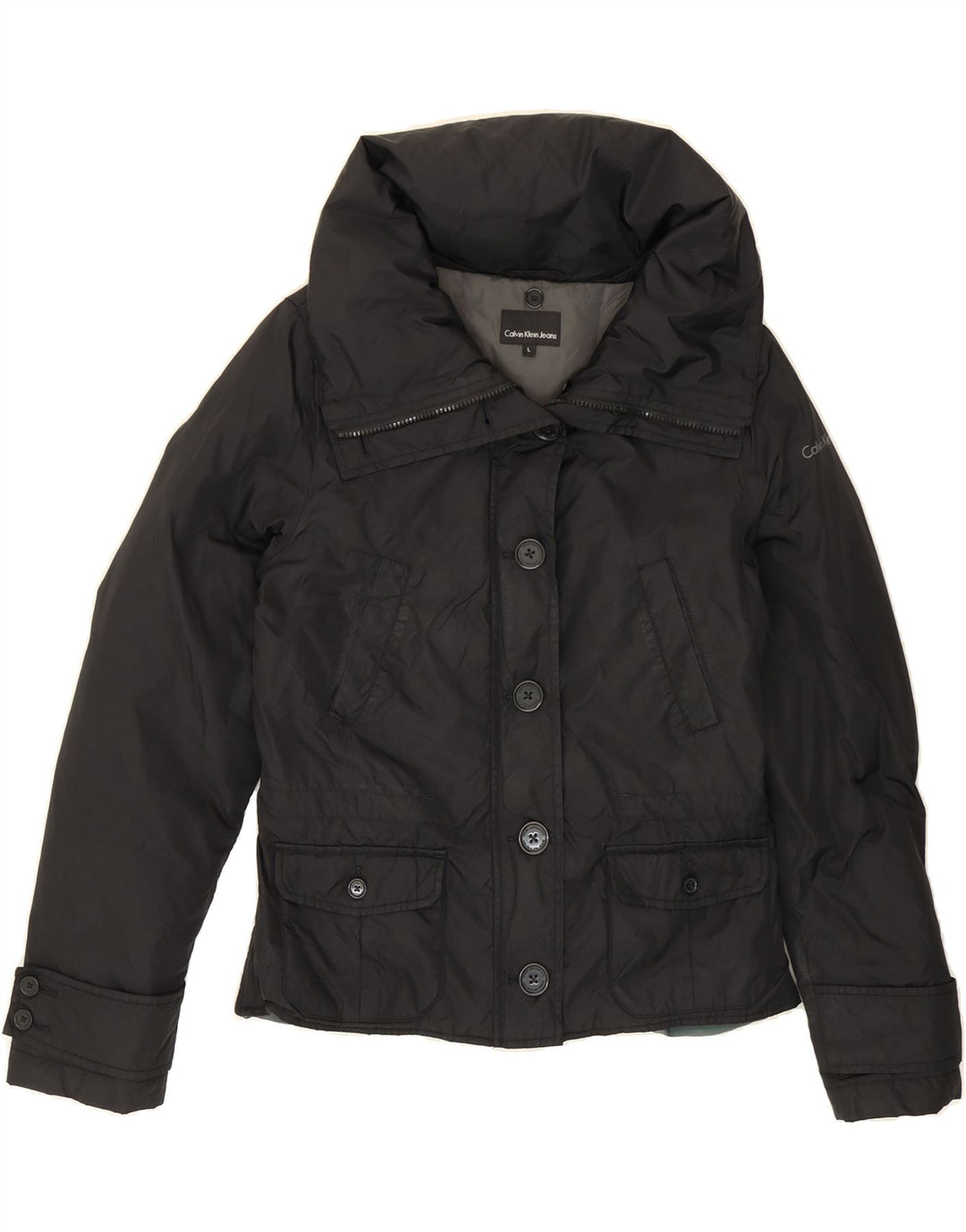 CALVIN KLEIN JEANS Womens Padded Jacket UK 16 Large Black Polyamide Vintage Calvin Klein Jeans and Second-Hand Calvin Klein Jeans from Messina Hembry 