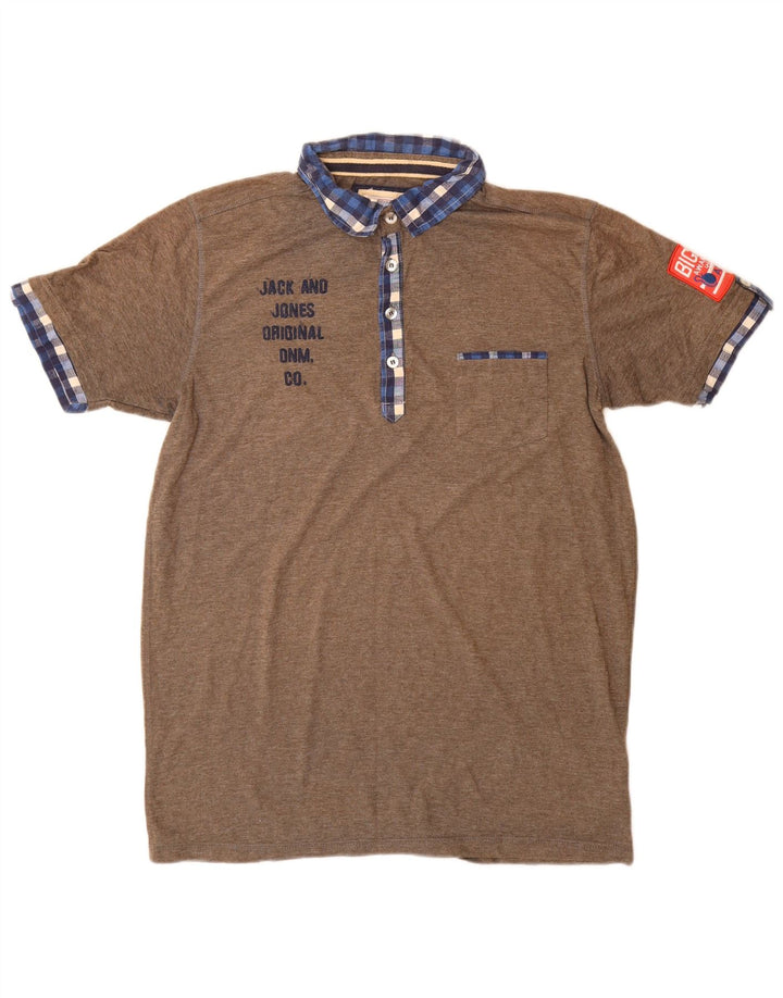 Męska koszulka polo Jack & Jones z grafiką XL, brązowa, poliester