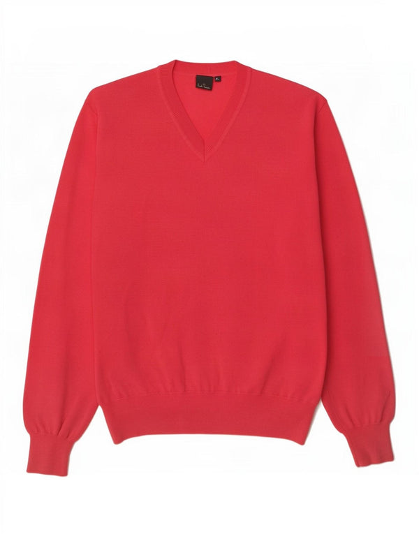 Męski sweter Paul Smith z dekoltem w kształcie litery V, XL, czerwona wełna