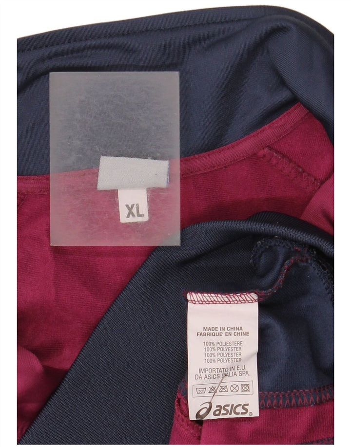 Damska kurtka dresowa Asics UK 18 XL Burgundowy poliester z blokami kolorów