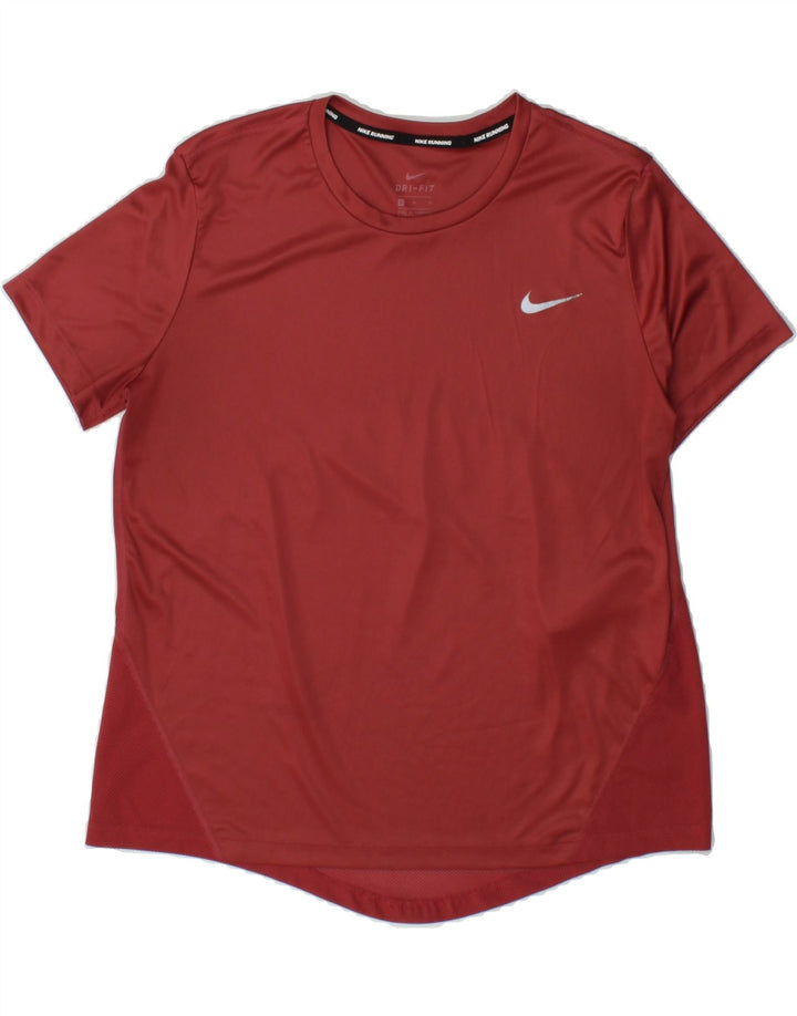 NIKE Womens Dri Fit T-Shirt Top UK 14 Medium Maroon Polyester Vintage Nike and Second-Hand Nike from Messina Hembry 