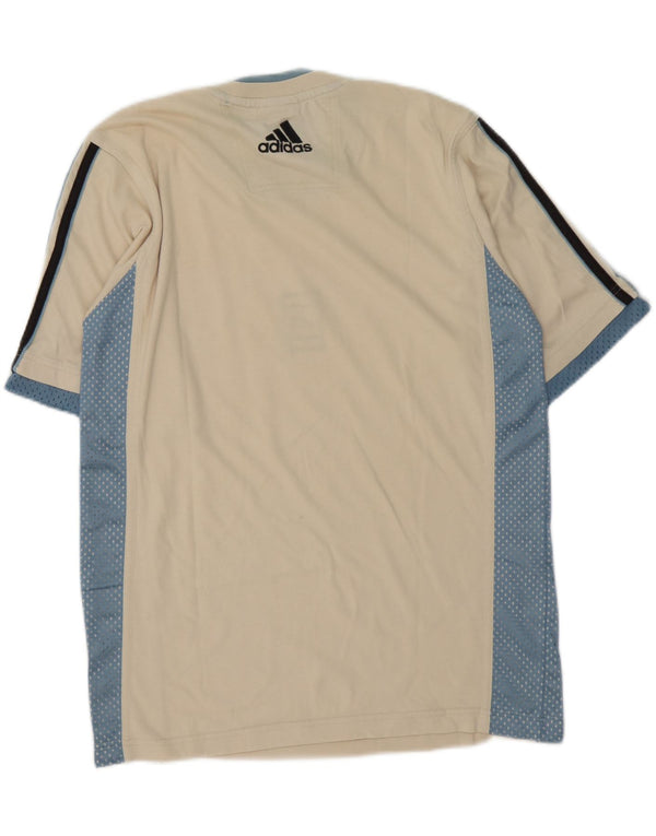 Adidas Mens Graphic T-Shirt Top UK 34/36 Small Beige Colourblock Sports