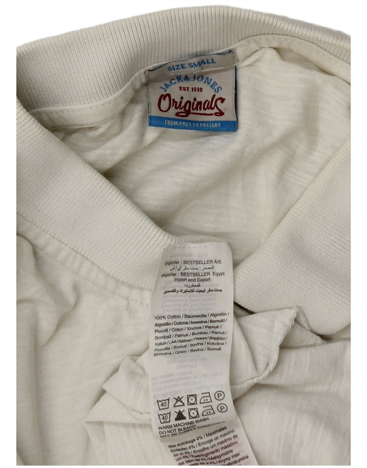Męska koszulka polo Jack & Jones, mała, biała, bawełniana