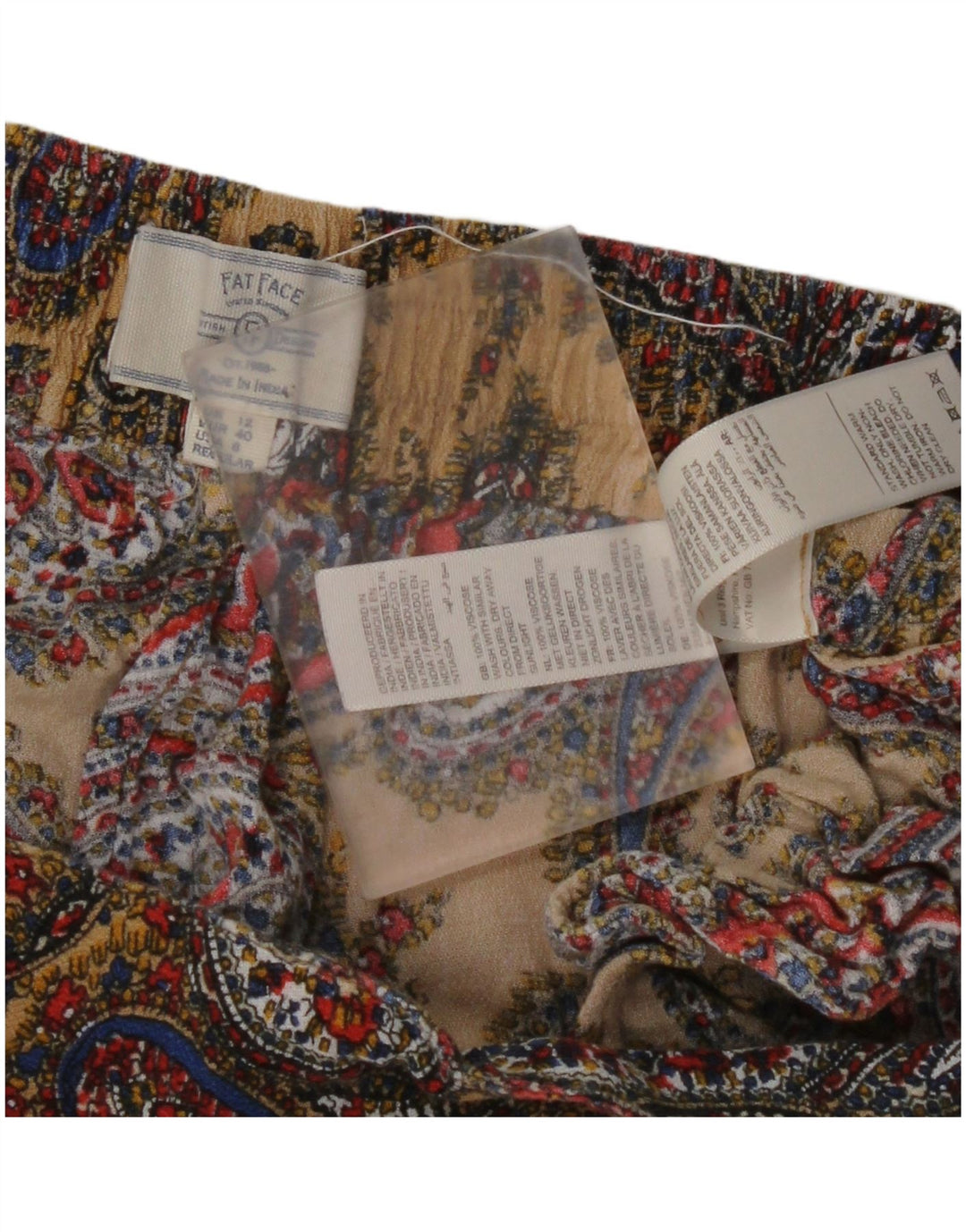 Damskie spodnie z wysokim stanem FAT FACE UK 12 Medium W30 L27 Wielokolorowe