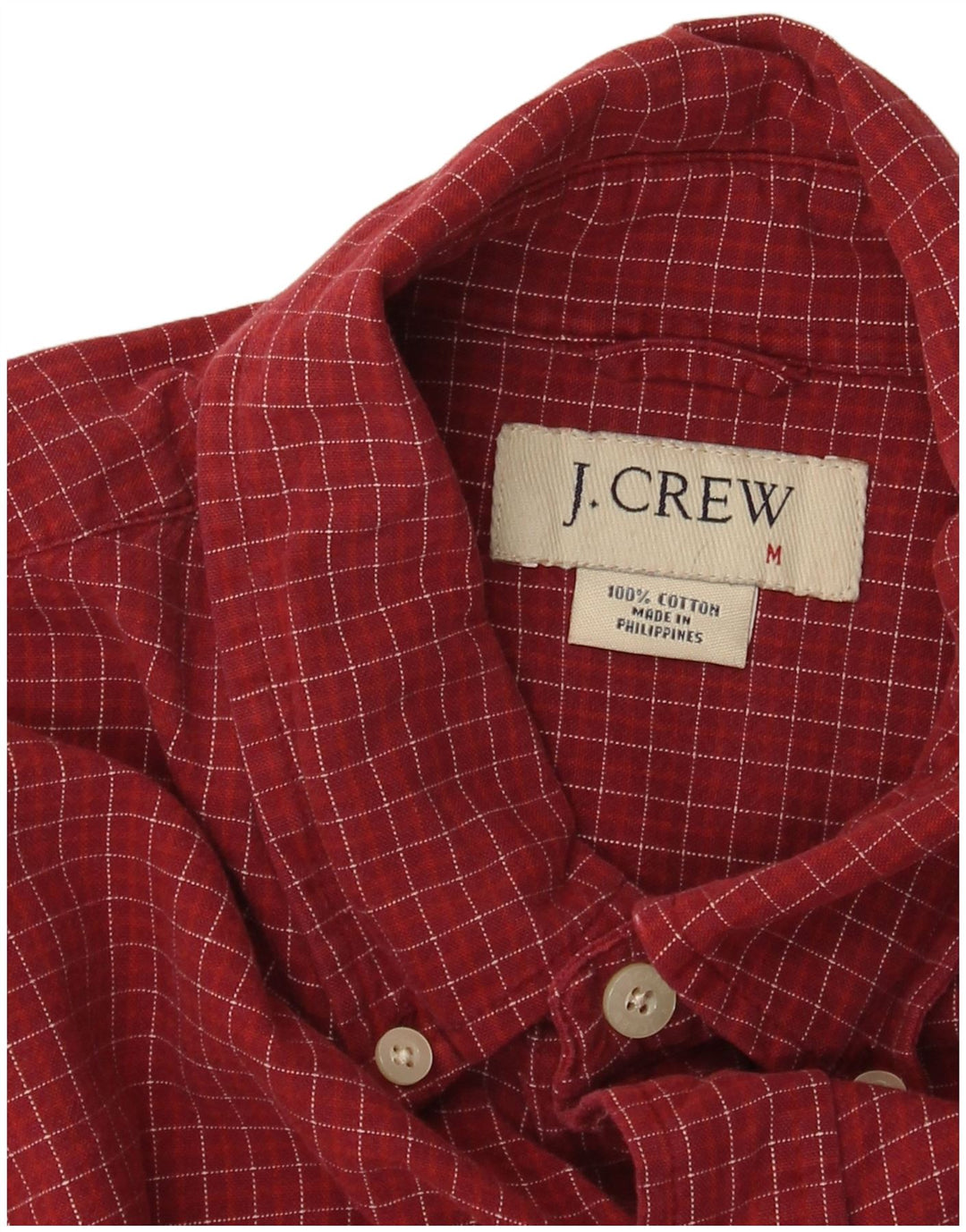 J. CREW Męska koszula flanelowa, bawełniana w średnią bordową kratkę