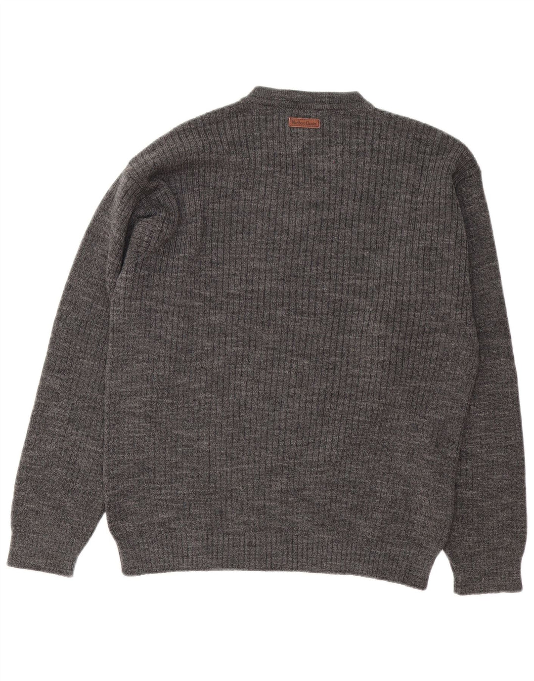 Marlboro Classics Męski sweter z dekoltem w kształcie litery V, duży, szary, wełniany