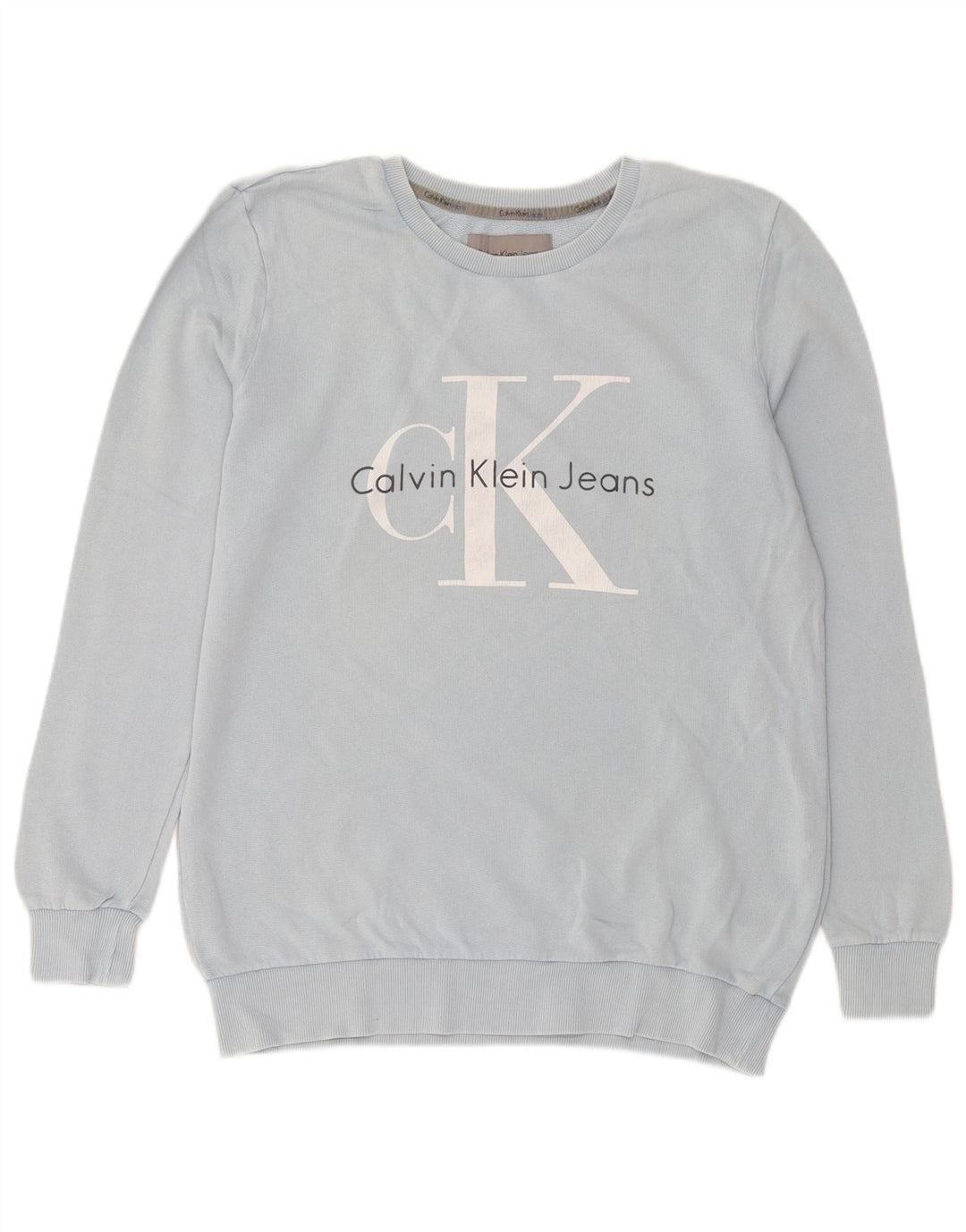 Męska bluza z grafiką Calvin Klein Jeans, mała, niebieska, bawełniana