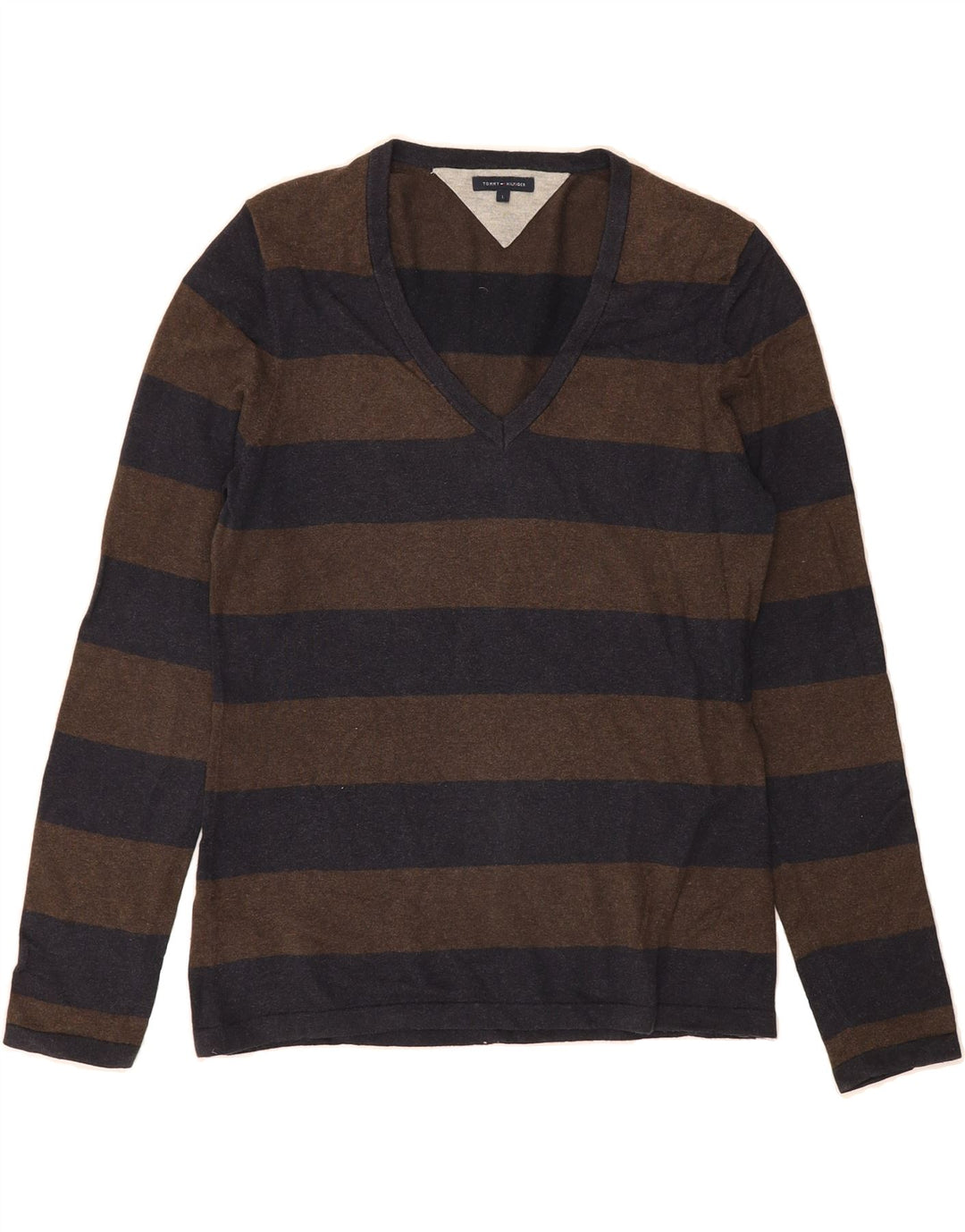 TOMMY HILFIGER Womens V-Neck Jumper Sweater UK 14 Large Navy Blue Vintage Tommy Hilfiger and Second-Hand Tommy Hilfiger from Messina Hembry 