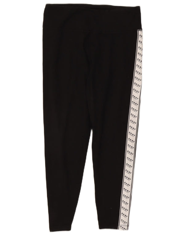 Damskie legginsy Dkny Graphic Crop UK 14, duże, czarne, bawełniane z blokami kolorów