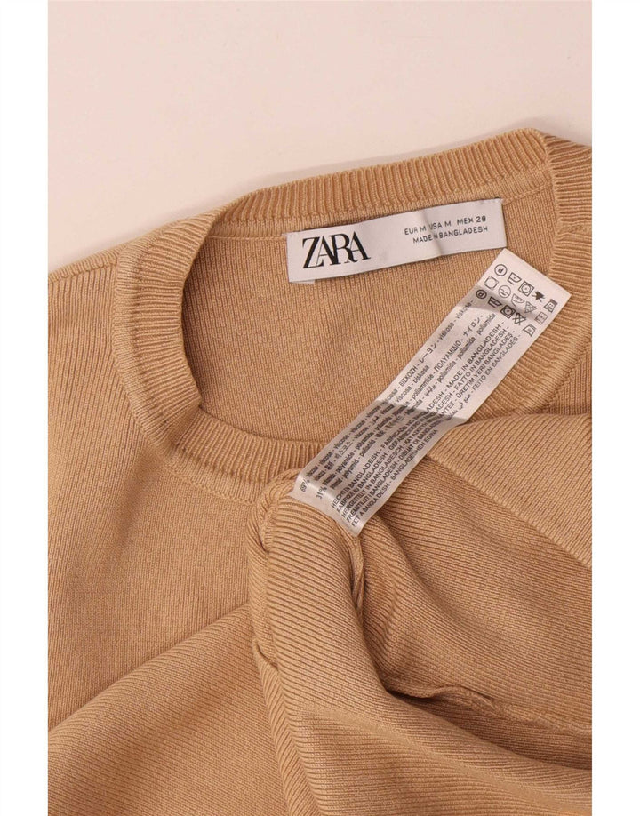 Damski krótki top Zara UK 12 w średnim beżowym kolorze wiskozy