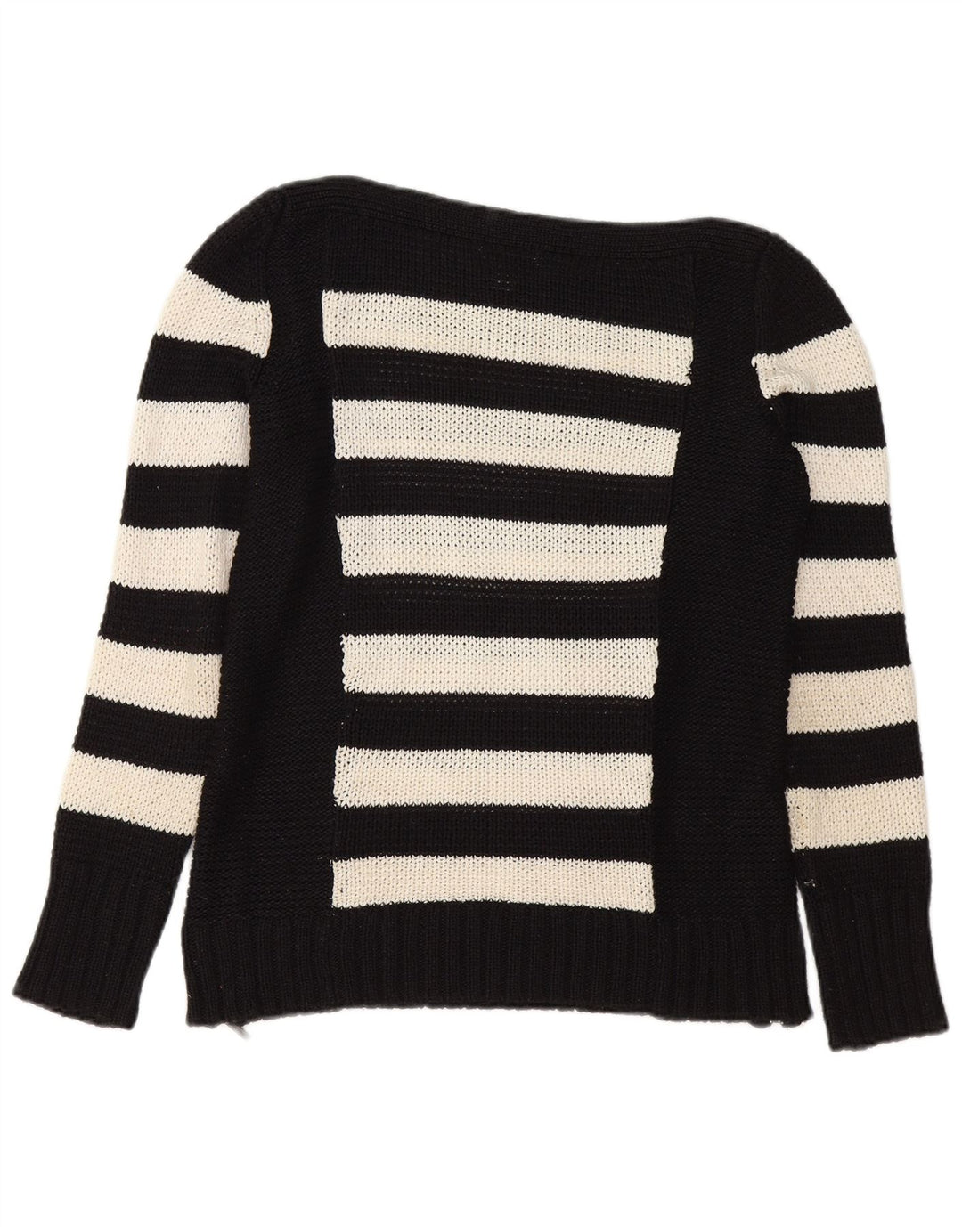 CALVIN KLEIN Womens Boat Neck Jumper Sweater UK 10 Small Black Striped