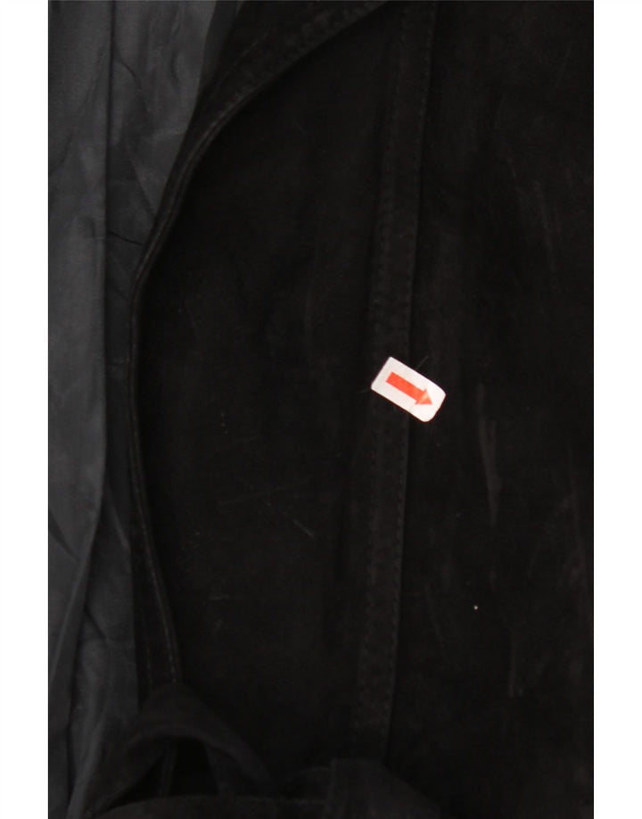 Zamszowa kurtka damska VINTAGE UK 14, duża czarna