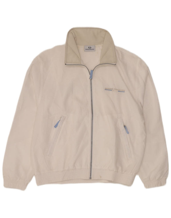 SERGIO TACCHINI Męska bluza dresowa z grafiką, mała, biała, poliestrowa