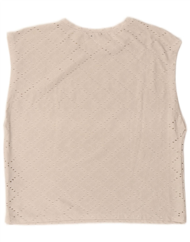 Damska bluzka oversize bez rękawów Zara Top UK 10, mały, złamany biały poliester