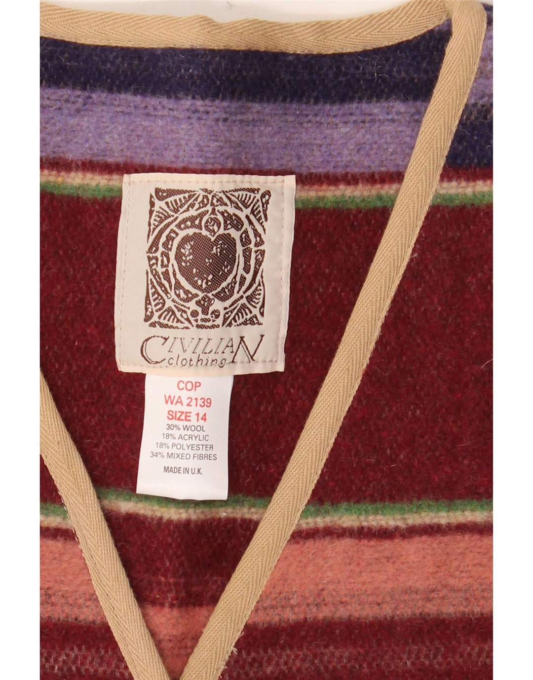 CIVILIAN Damski sweter oversize UK 14, duży, wielokolorowy