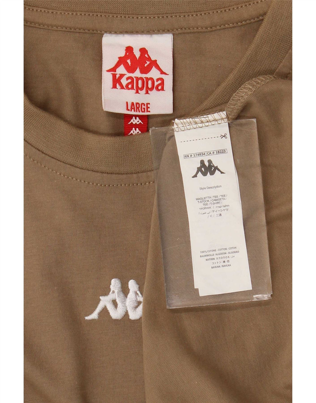 T-shirt męski Kappa, duży, brązowy, bawełniany