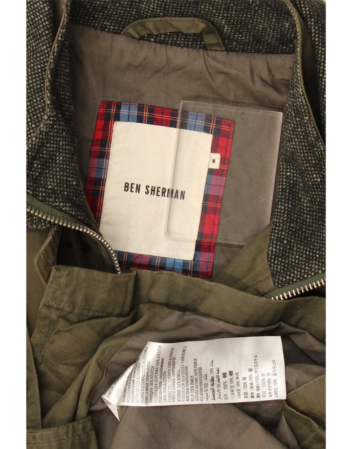 Męska kurtka z woskowanej bawełny Ben Sherman UK 38, średnia bawełna khaki