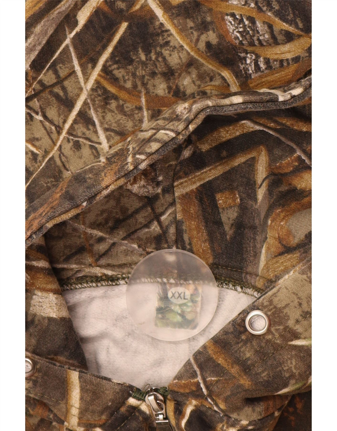 Męski sweter z kapturem i zamkiem VINTAGE 2XL, brązowy kamuflaż, poliester