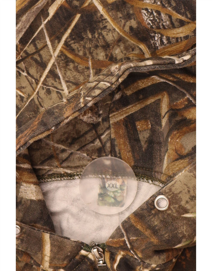 Męski sweter z kapturem i zamkiem VINTAGE 2XL, brązowy kamuflaż, poliester