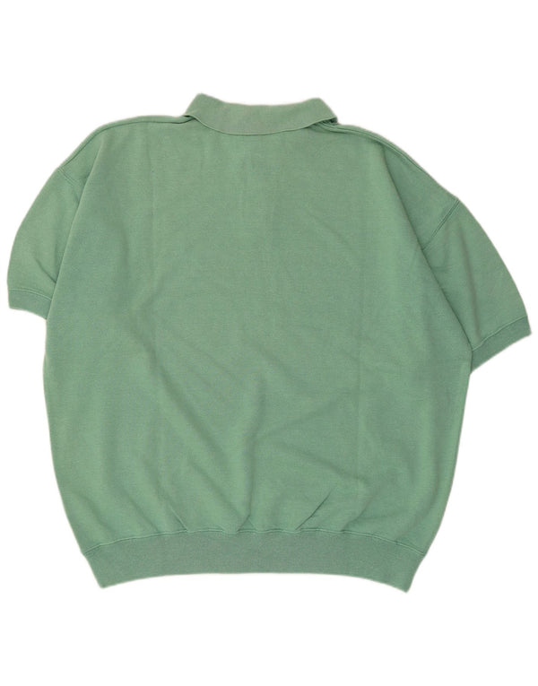 Męska bluza Champion z krótkim rękawem i dekoltem polo, 2XL, turkusowa bawełna