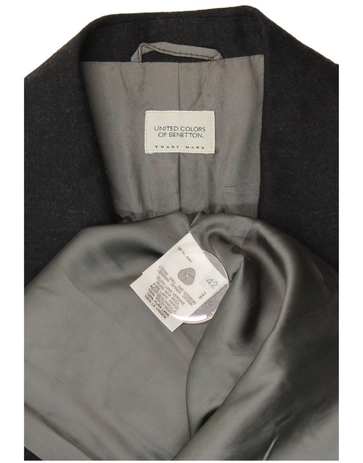 BENETTON Damska marynarka zapinana na 2 guziki IT 42 Średnia czarna nowa wełna