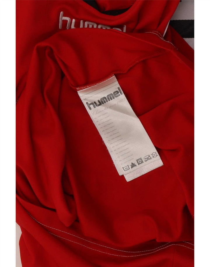 Męski T-shirt z grafiką Hummel, mały, czerwony, poliestrowy blok kolorów