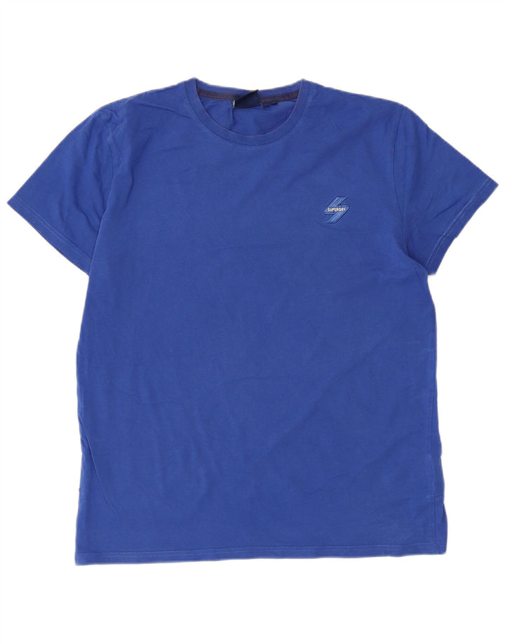 Męski T-shirt Superdry, duży, niebieski, bawełniany
