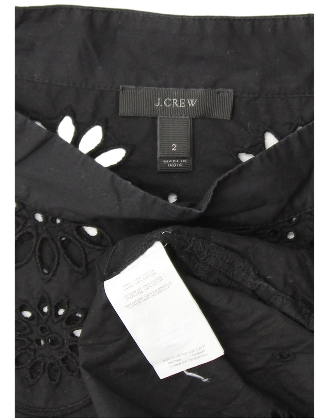 Damska bluzka z długim rękawem J. CREW US 2 XS, czarna, bawełniana w kwiaty