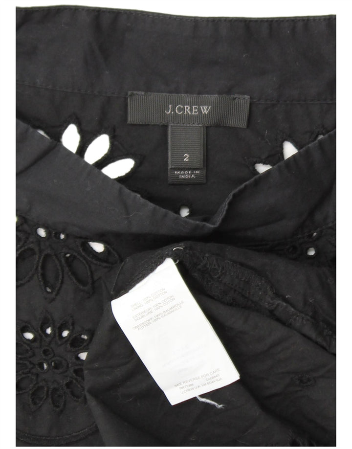 Damska bluzka z długim rękawem J. CREW US 2 XS, czarna, bawełniana w kwiaty