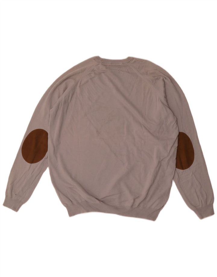 Męski sweter z okrągłym dekoltem Zara XL, szara bawełna