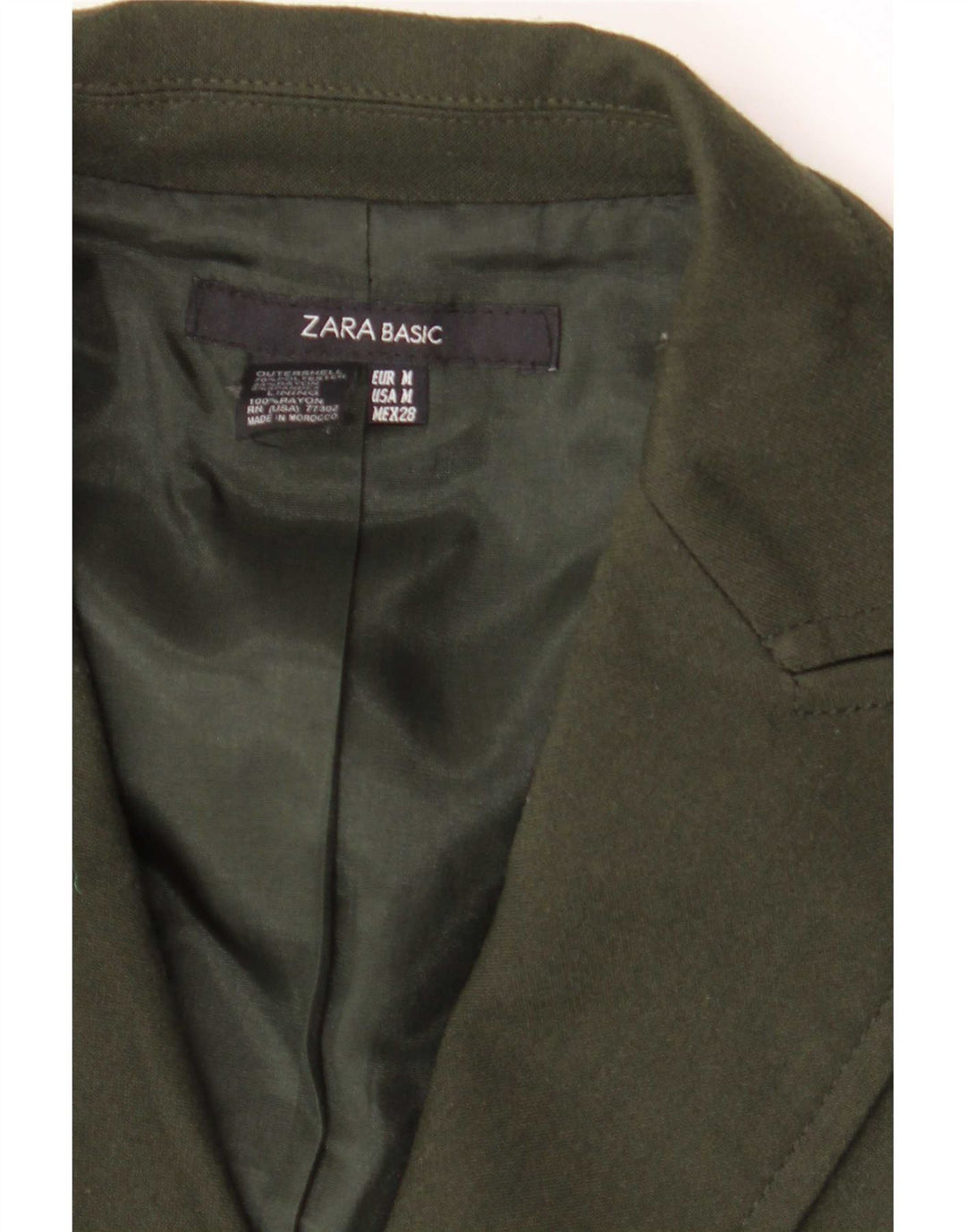 Damska marynarka Zara zapinana na 2 guziki, UK 12, średni khaki, poliester